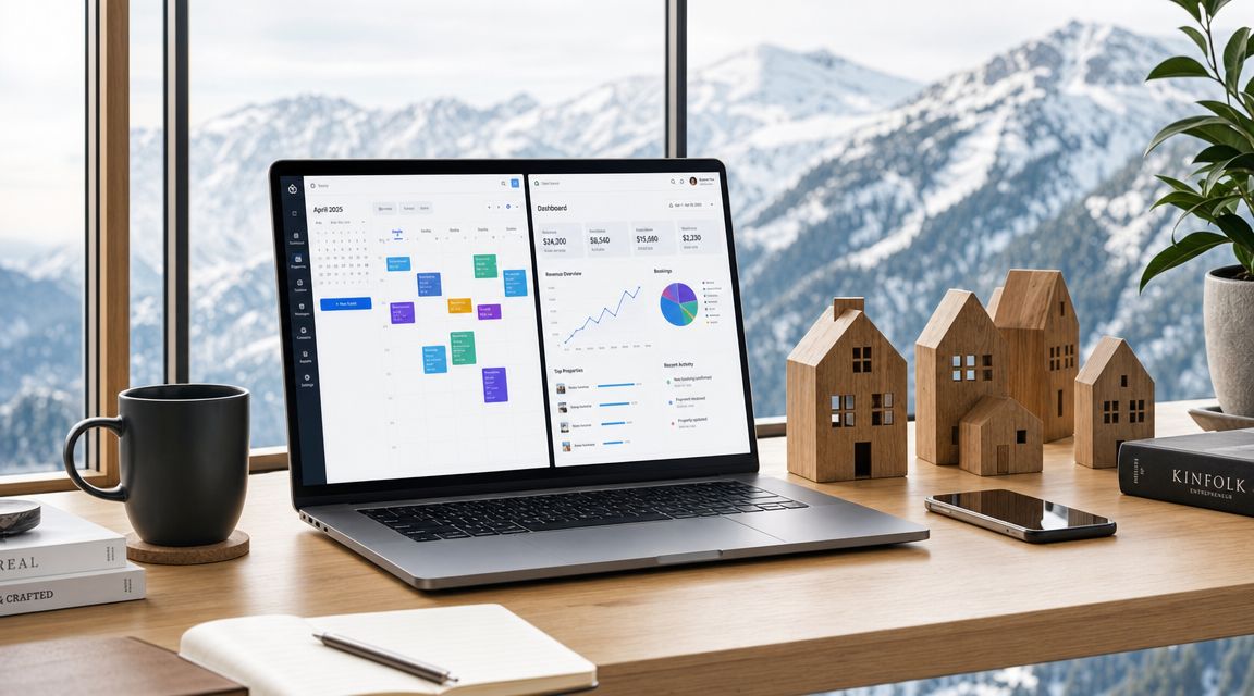 Vacation rental management software dashboard showing reservations and property operations across multiple listings
